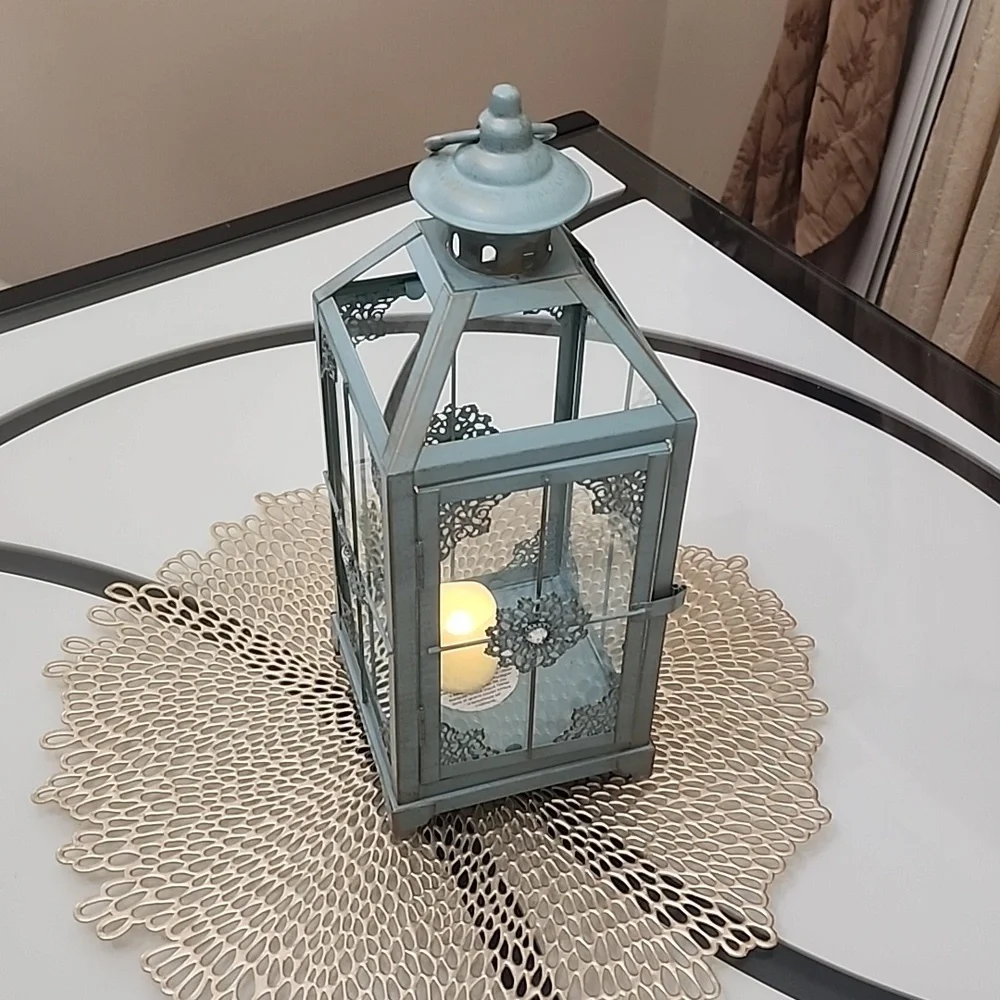 Greenish gold vintage finish lantern pier 1  ,13 length*5 wide for your occasio,
